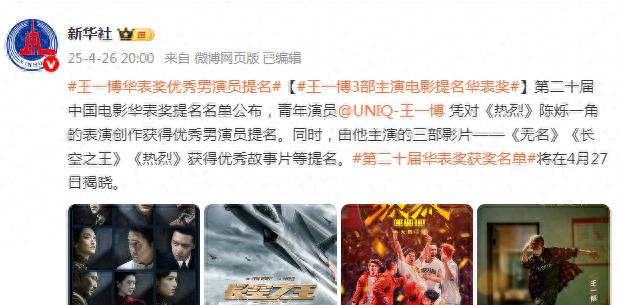 王一博华表奖提名
